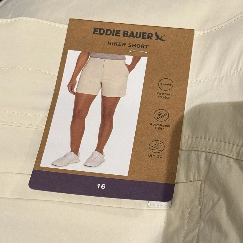 NWT Women's Eddie Bauer Cream Lightweight Hiker Shorts Size 16 MSRP $65.00